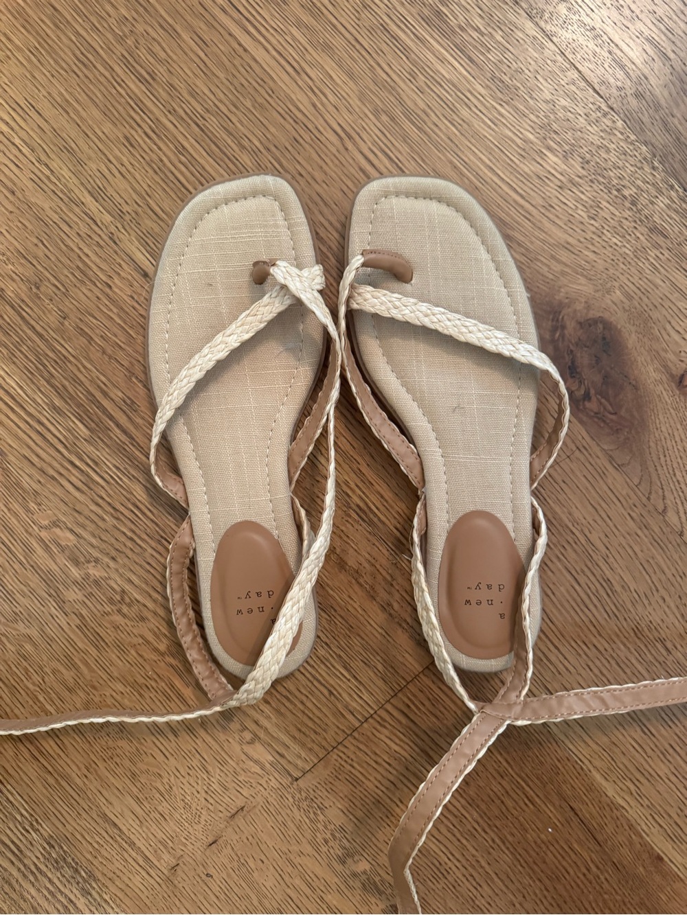a new day Cream Braided Lace-Up Women's Sandals